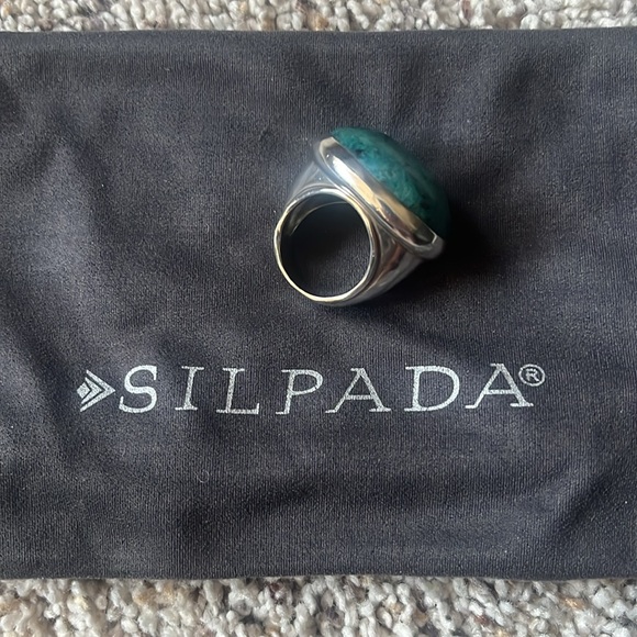 Jade stone ring sz 8 - Picture 3 of 4